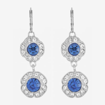 Monet Jewelry Double Glass Flower Drop Earrings