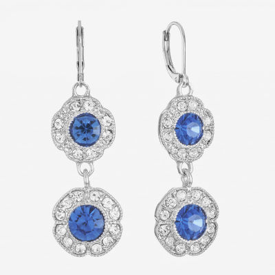 Monet Jewelry Double Glass Flower Drop Earrings