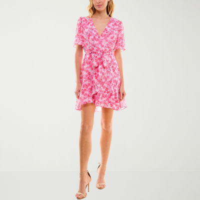 B. Smart Juniors Short Sleeve Floral Fit + Flare Dress