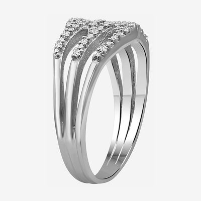 Womens 1/ CT. T.W. Natural White Diamond Sterling Silver Cocktail Ring