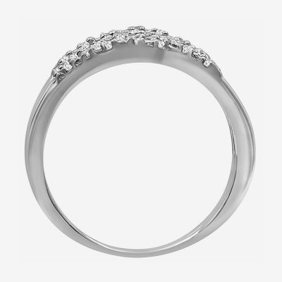 Womens 1/ CT. T.W. Natural White Diamond Sterling Silver Cocktail Ring