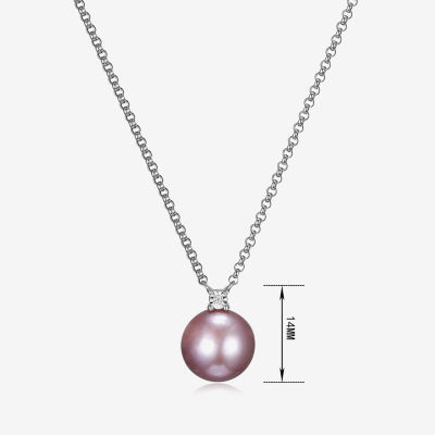 Womens Diamond Accent Cultured Freshwater Pearl Sterling Silver Pendant Necklace
