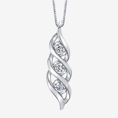 Sirena Womens 1/ CT. T.W. Natural Diamond 14K White Gold Pendant Necklace