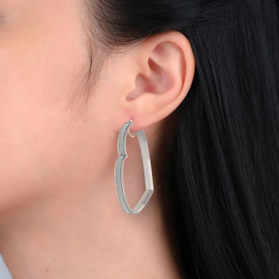 Sterling Silver 60mm Heart Hoop Earrings