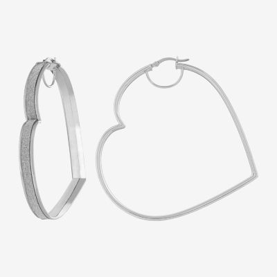 Sterling Silver 60mm Heart Hoop Earrings