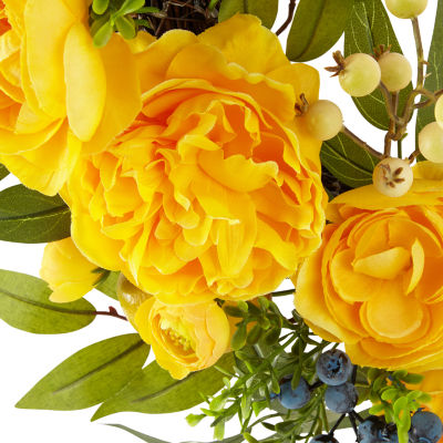 Linden Street Yellow Peony Lemon Wreath