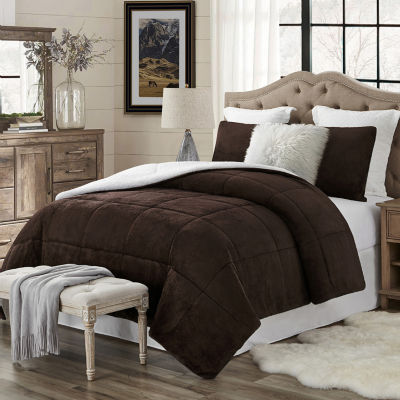 Swift Home Cozy Plush Faux Fur & Sherpa Reversible 3-pc. Midweight Down Alternative Comforter Set