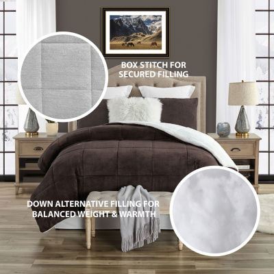 Swift Home Cozy Plush Faux Fur & Sherpa Reversible 3-pc. Midweight Down Alternative Comforter Set