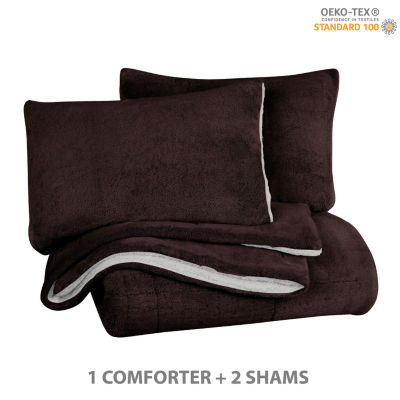 Swift Home Cozy Plush Faux Fur & Sherpa Reversible 3-pc. Midweight Down Alternative Comforter Set