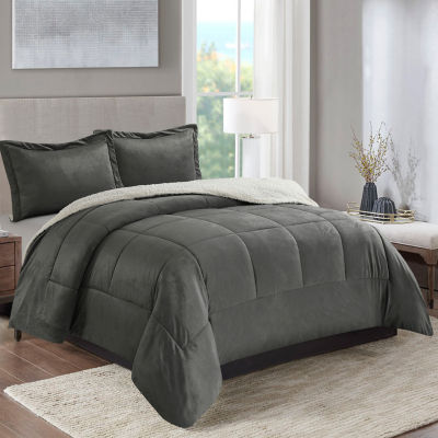 Swift Home Reversible Micro-Mink And Sherpa Midweight Down Alternative Comforter Set
