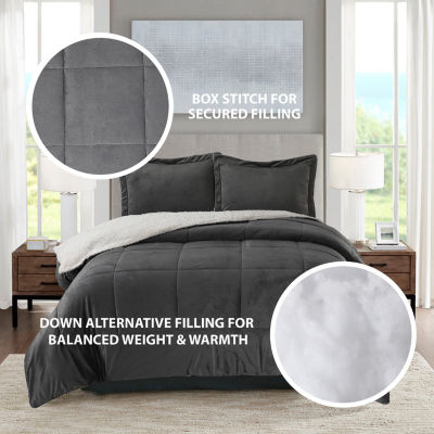 Swift Home Reversible Micro-Mink And Sherpa Midweight Down Alternative Comforter Set