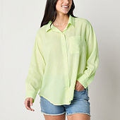Womens Loose Size Shirts Green  Women Long Green Cotton Shirt