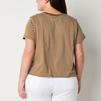 a.n.a Womens Plus Round Neck Short Sleeve T-Shirt