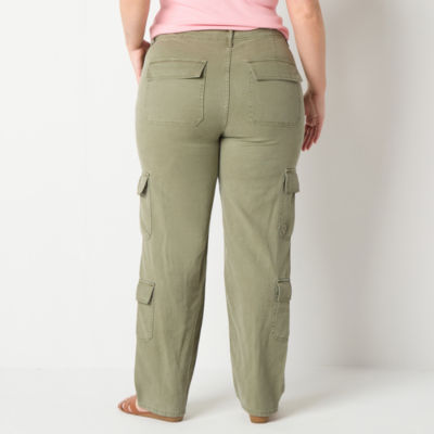 a.n.a Womens High Rise Straight Cargo Pant-Plus