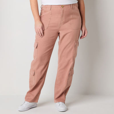 a.n.a Womens High Rise Straight Cargo Pant-Plus