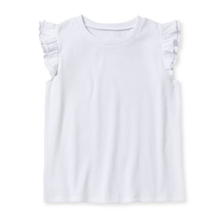 Thereabouts Little & Big Girls Round Neck Short Sleeve T-Shirt, X-large (16), White