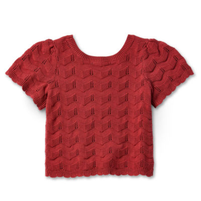 Thereabouts Little & Big Girls Scoop Neck Short Sleeve Pullover Sweater