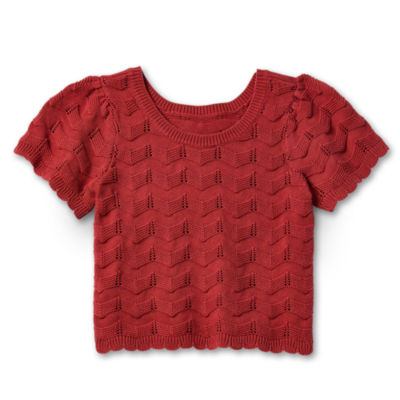 Thereabouts Little & Big Girls Scoop Neck Short Sleeve Pullover Sweater