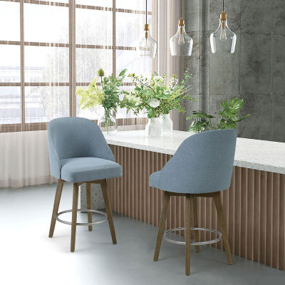 Madison Park Walsh Counter Stool Counter Height Upholstered Swivel Bar Stool