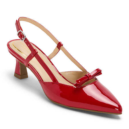 Liz Claiborne Harty Womens Pointed Closed Toe Cone Heel Pumps, 10 Medium, Red