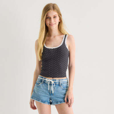 Arizona Womens Juniors Scoop Neck Sleeveless Tank Top