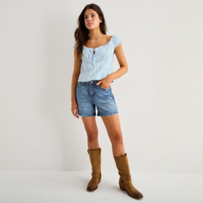 Arizona Womens 5" Mid Rise Juniors Denim Short