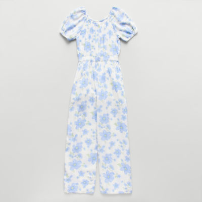 Thereabouts Little & Big Kid Girls Round Neck Short Sleeve Jumpsuit