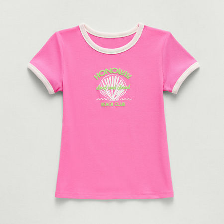 Thereabouts Little & Big Kid Girls Crew Neck Short Sleeve T-Shirt, 3x-large (22.5) Plus, Pink