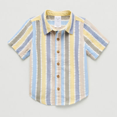 Okie Dokie Seersucker Toddler & Little Boys Short Sleeve Regular Fit Button-Down Shirt