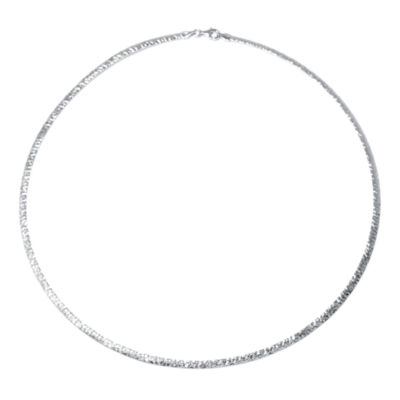 Sterling Silver Diamond-Cut Omega Necklace