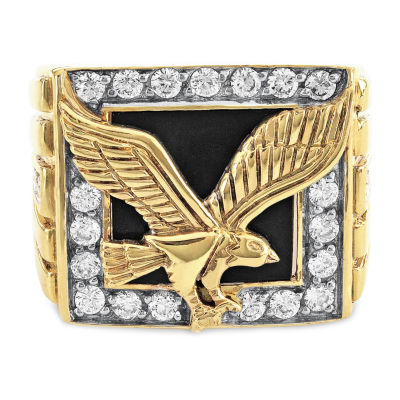 Eagle Mens Genuine Black Onyx 10K Gold Over Silver Fashion Ring