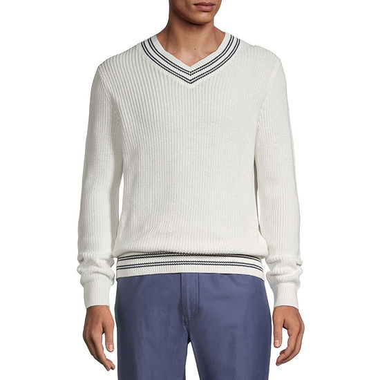 Stafford Mens V Neck Long Sleeve Pullover Sweater