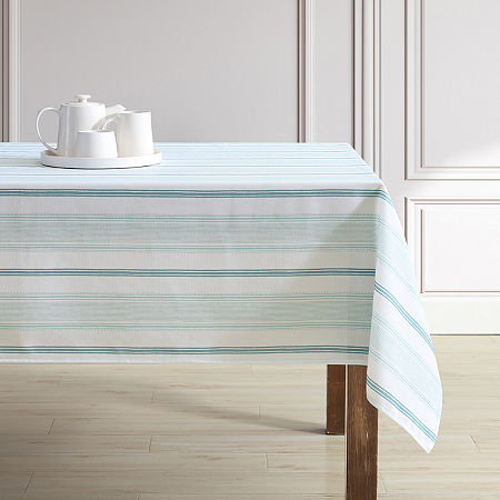 Laura Ashley Easy Care Tablecloth - Teal Stripe, One Size, Blue