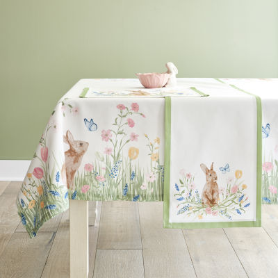 Linden Street Easter Floral Bunny Tablecloth