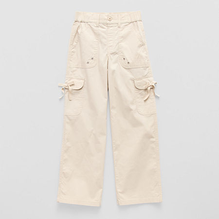 Vanilla Star Big Girls Wide Leg Cargo Pant, 8, Beige