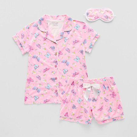 Sleep On It Girls Short Sleeve 2-pc. Pajama Sets, Small (7-8), Pink