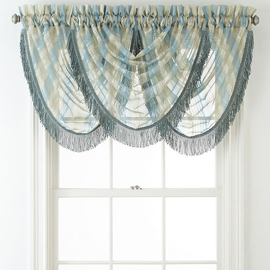 Home Expressions Lisette Stripe Rod-Pocket Waterfall Valance