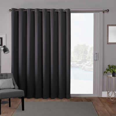Exclusive Home Curtains Sateen Patio Energy Saving Blackout Grommet Top Single Patio Door Curtain