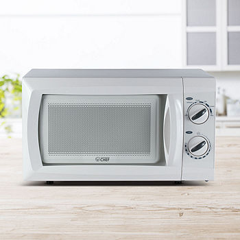 700W Glass Turntable Retro Countertop Microwave Oven-White