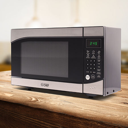 Commercial Chef 0.9-Cu. Ft. Countertop Microwave With Push Button Door Release - Stainless Steel Trim, One Size, Stainless Steel