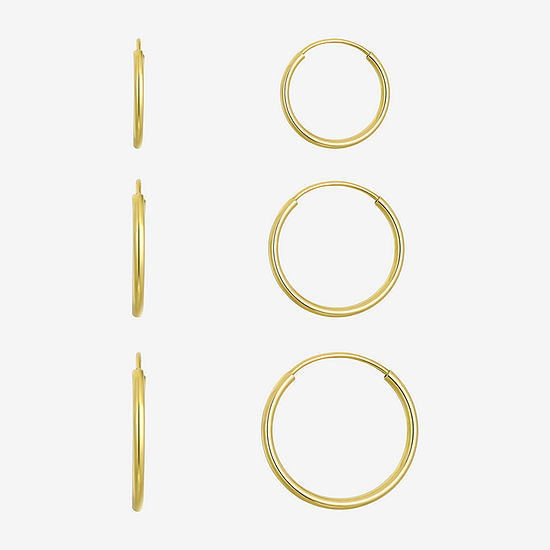10mm, 12mm, 14mm Hoop 14K Gold 3 Pair Earring Set