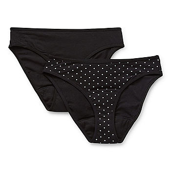 Playground Pals Little & Big Girls 2 Pack Period + Leak Resistant High Cut  Panty, Color: Black Multidot - JCPenney