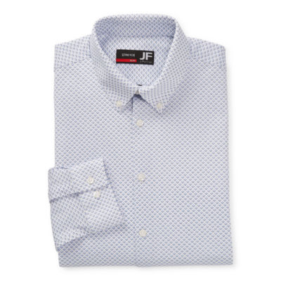JF J.Ferrar Slim Mens Button Down Collar Long Sleeve Easy Care Stretch Fabric Dress Shirt