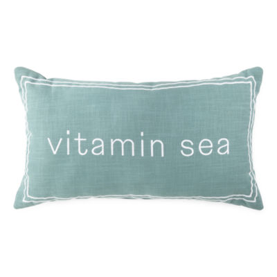 Liz Claiborne Coastal 14x24 Vitamin Sea Rectangular Throw Pillow