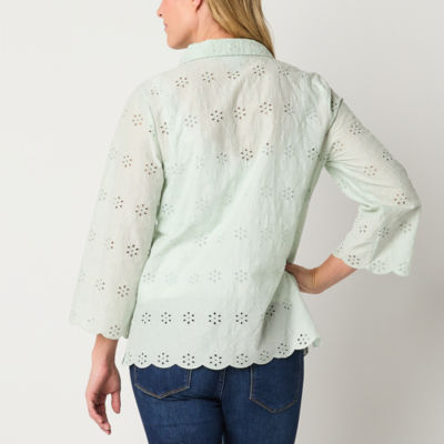 Liz Claiborne Womens 3/4 Sleeve Blouse