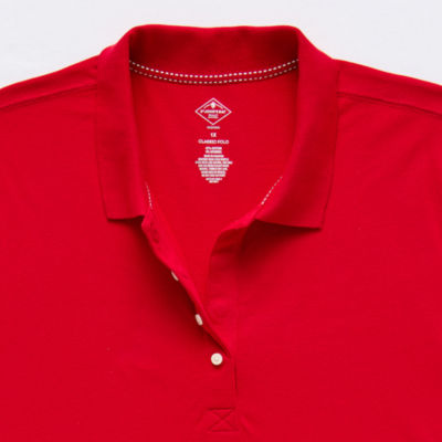 St. John's Bay Womens Plus Adaptive Short Sleeve Easy-on + Easy-off Polo Shirt