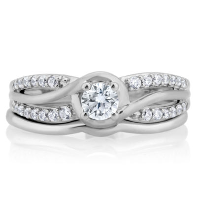 Womens 1/2 CT. T.W. Natural White Diamond 10K Gold Round Bridal Set