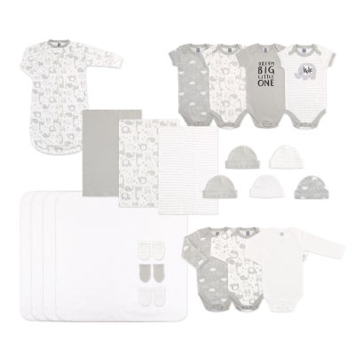 The Peanutshell 0-3m Grey Animals Baby Unisex 23-pc. Baby Clothing Set