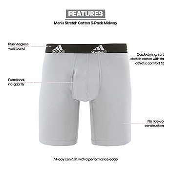 adidas Stretch Cotton Mens 3 Pack Long Leg Boxer Briefs, Color: Gray -  JCPenney
