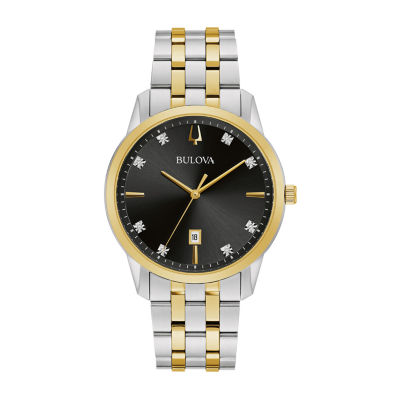 Bulova Sutton Mens Two Tone Stainless Steel Bracelet Watch 98d165